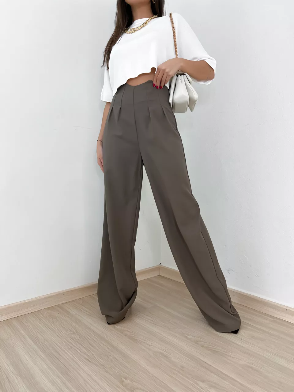 CALÇA ROSANA PANTALONA Marrom - 0041780054 - CAROLLA FERRARO