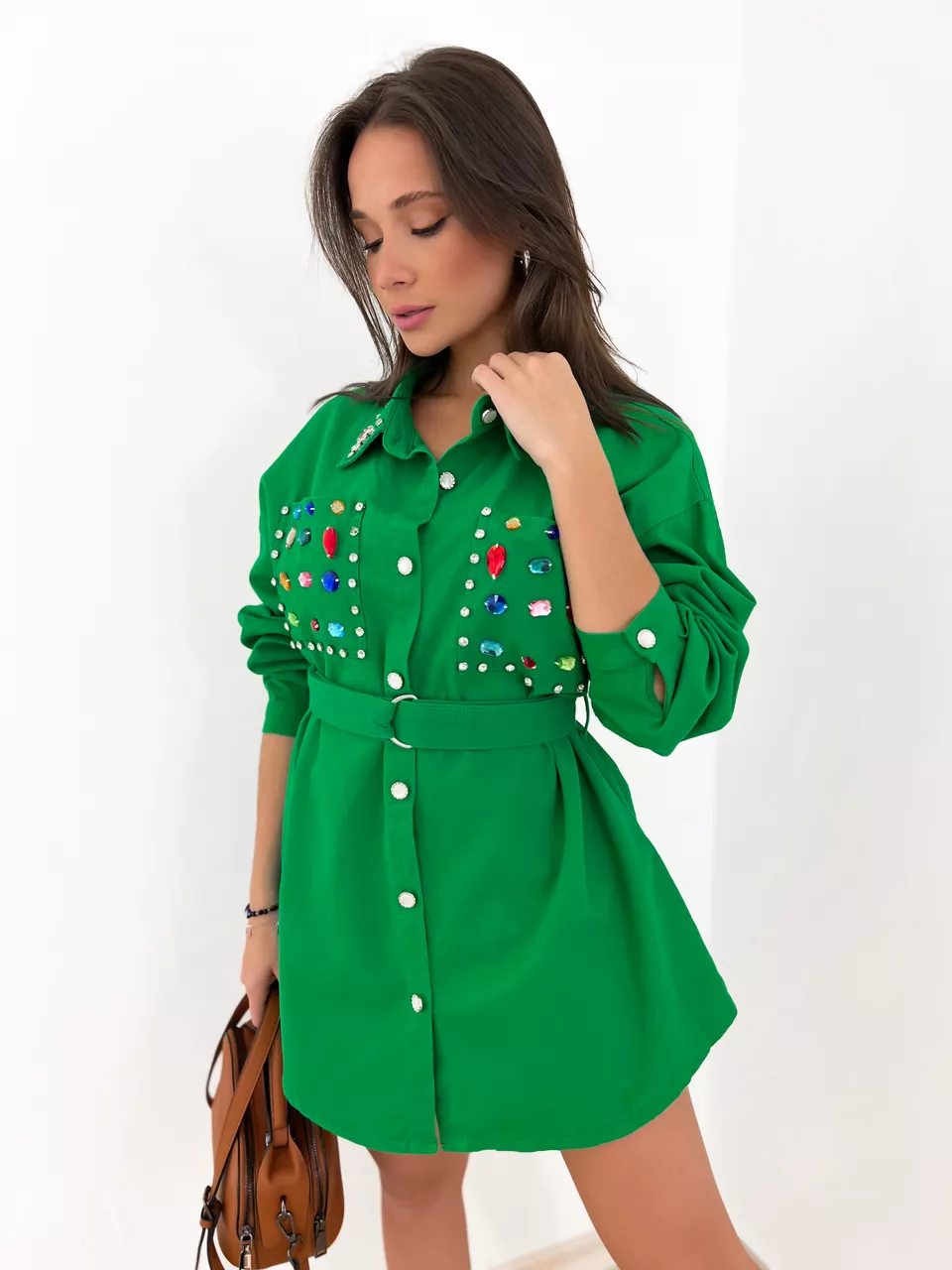 CAMISA CRISTAL PEDRARIA verde