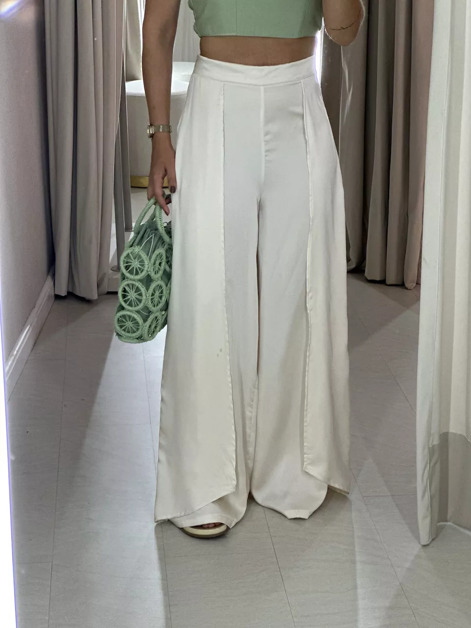 CALÇA SOFIA ACETINADA Marfim - 0056240056 - CAROLLA FERRARO