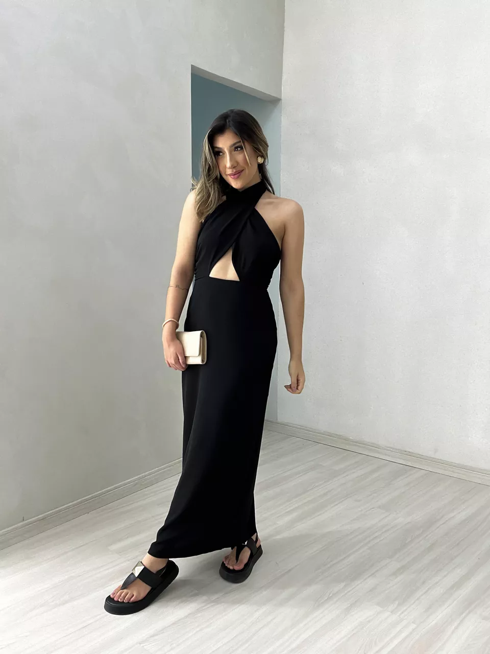 VESTIDO BARBIE MIDI CF PRETO