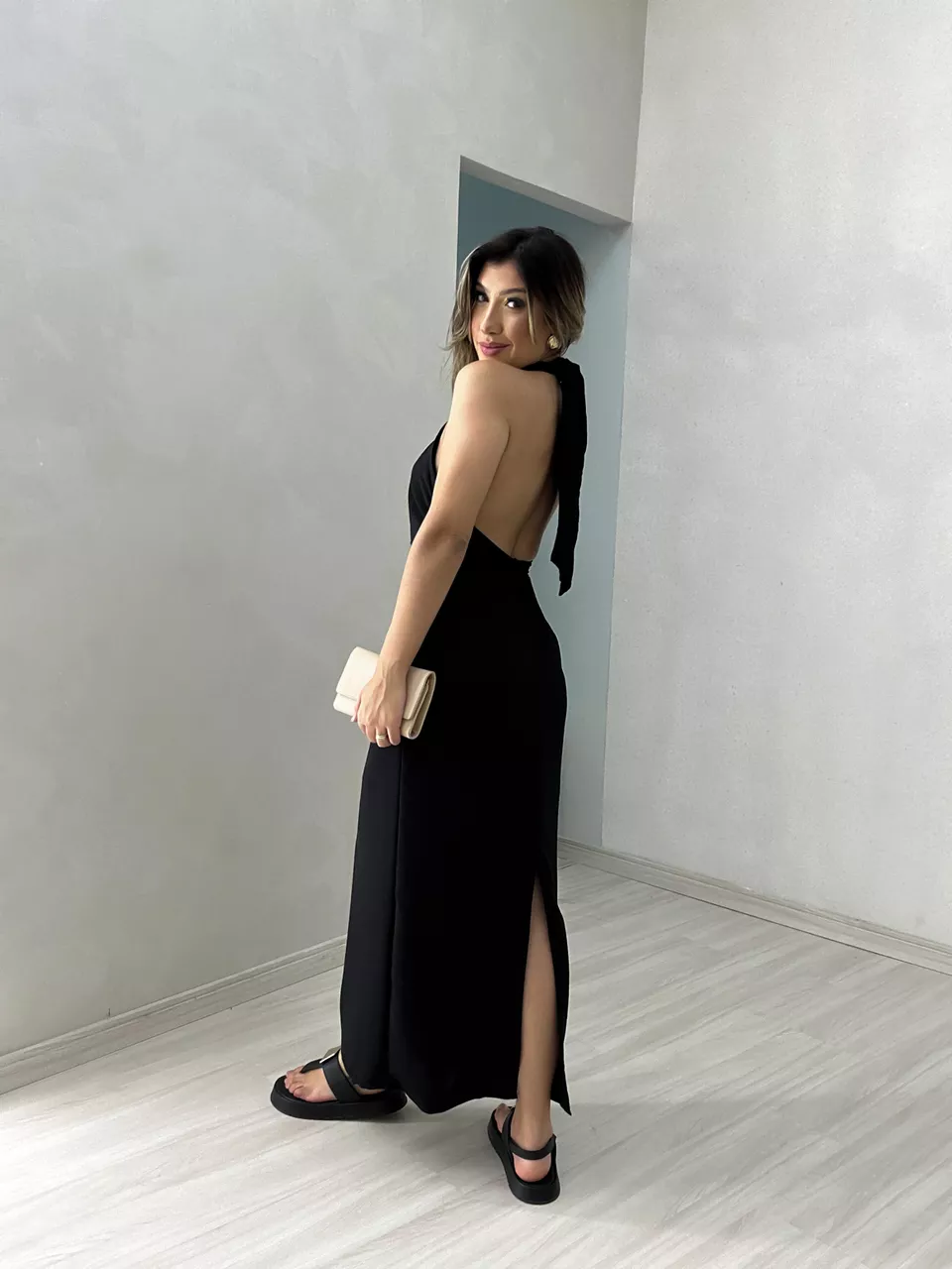 VESTIDO BARBIE MIDI CF PRETO