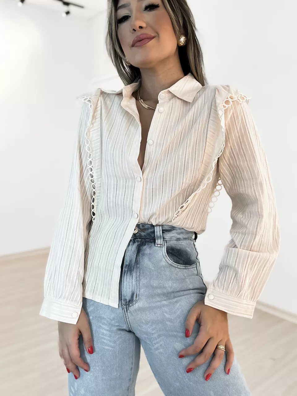 CAMISA KARINA BABADOS BEGE