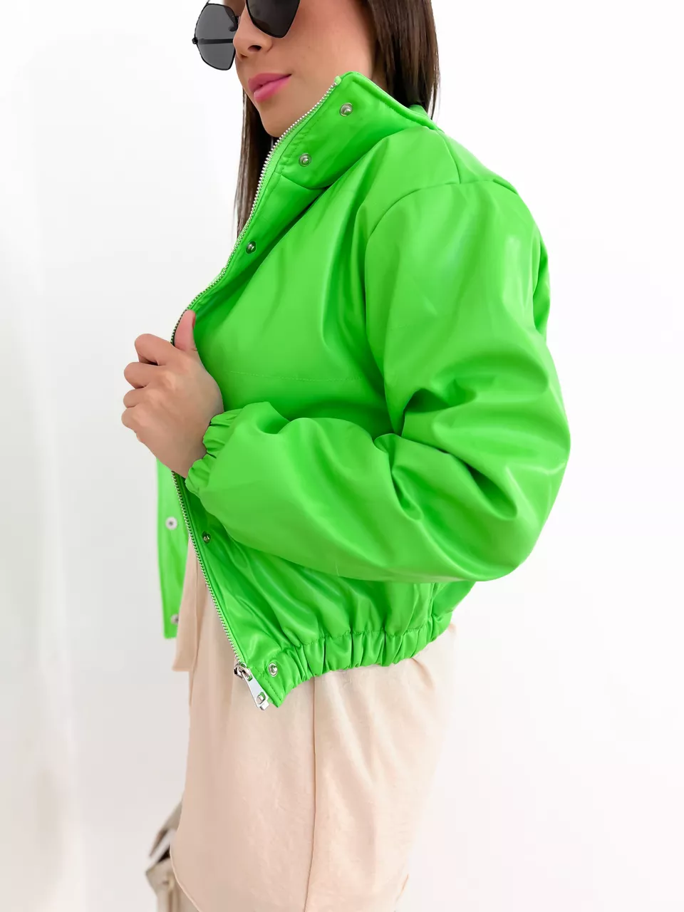 PUFFER COURO FAKE verde