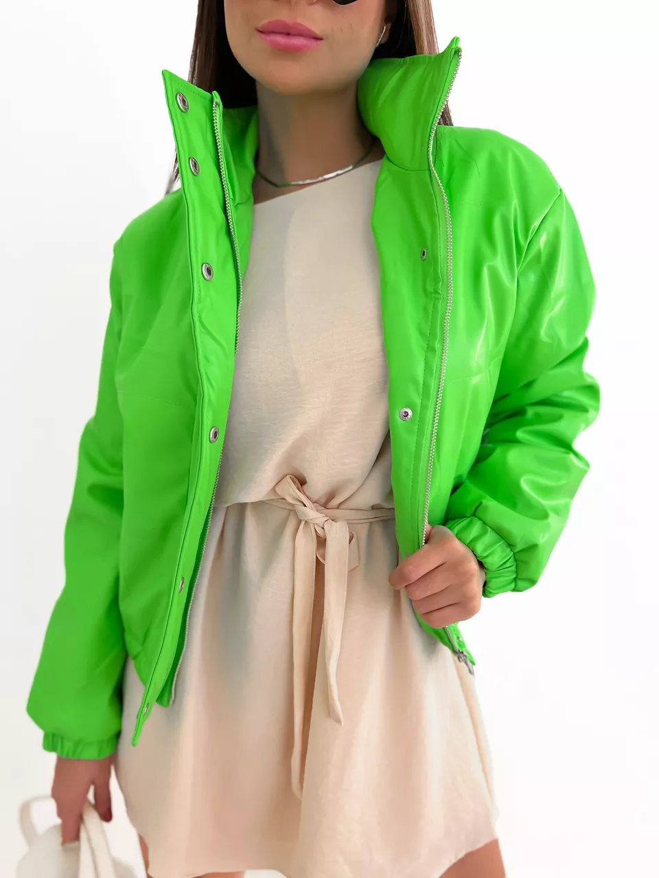 PUFFER COURO FAKE verde