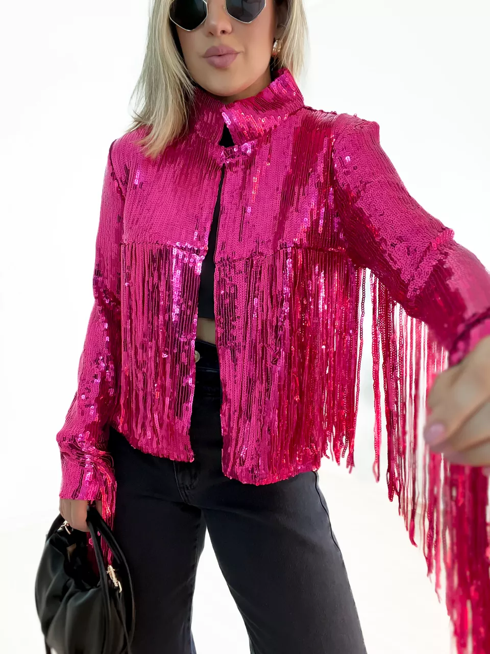 JAQUETA FRANJA PAETÊ Pink