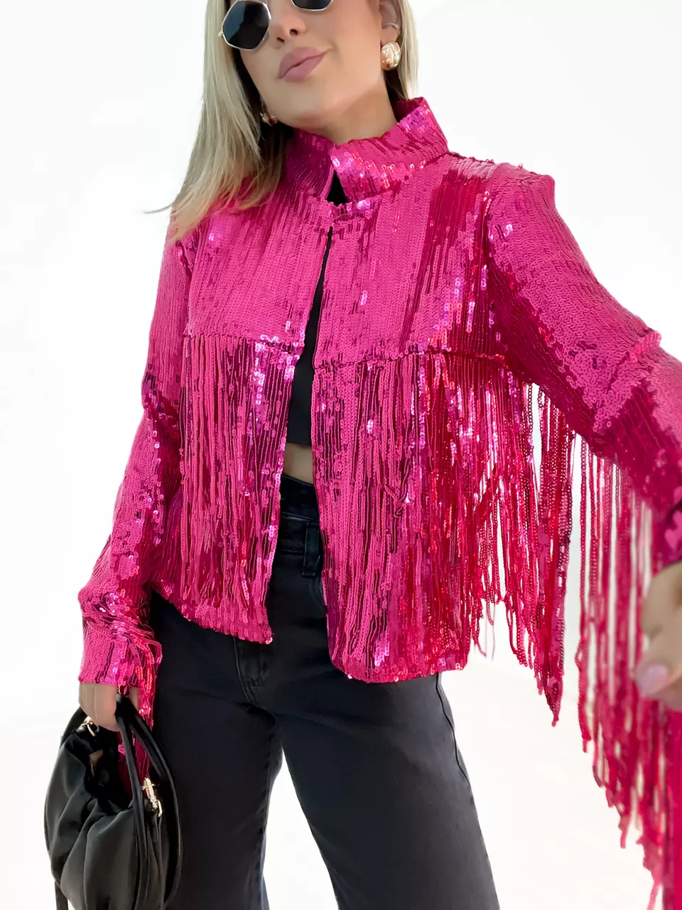 JAQUETA FRANJA PAETÊ Pink