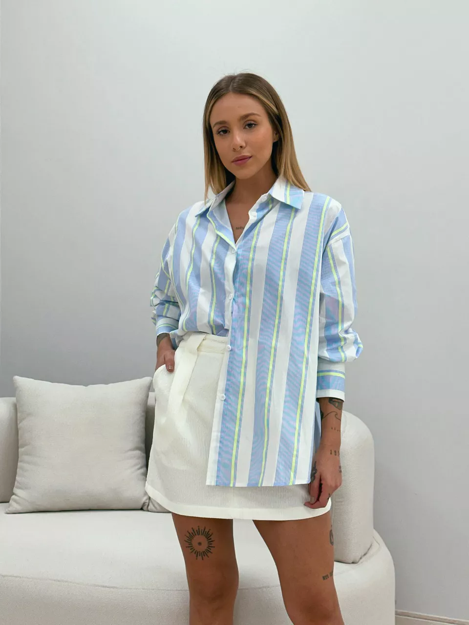 CAMISA NEON LISTRADA VERDE