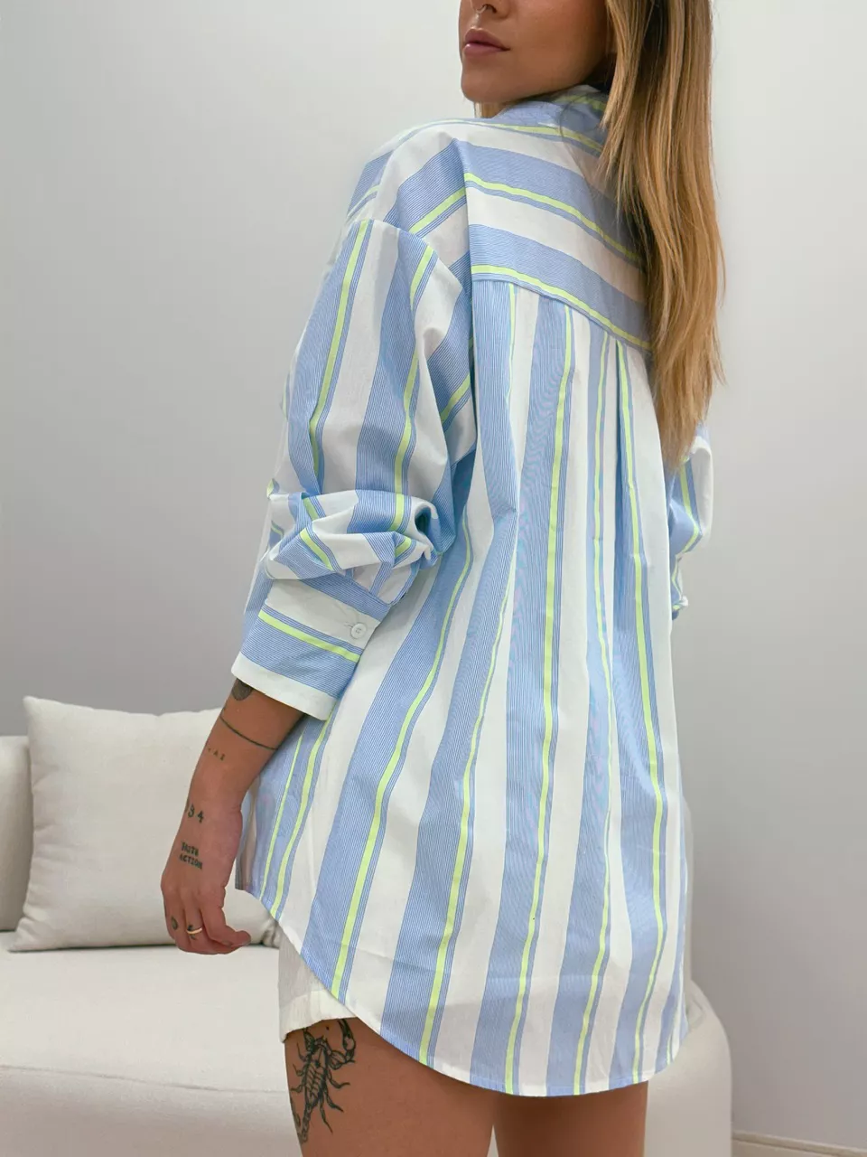 CAMISA NEON LISTRADA VERDE