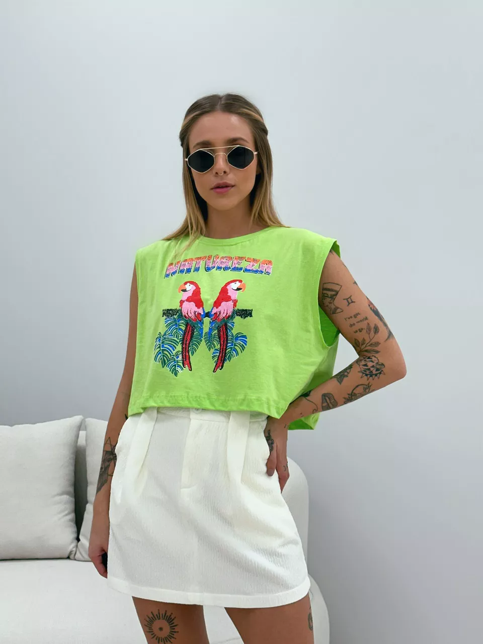 CROPPED ARARA VERDE - 0047610014 - CAROLLA FERRARO