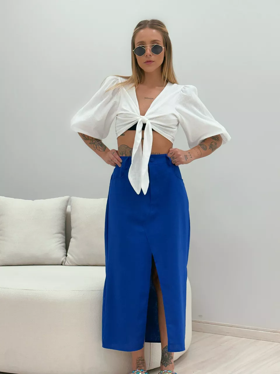 SAIA CLARA MIDI AZUL