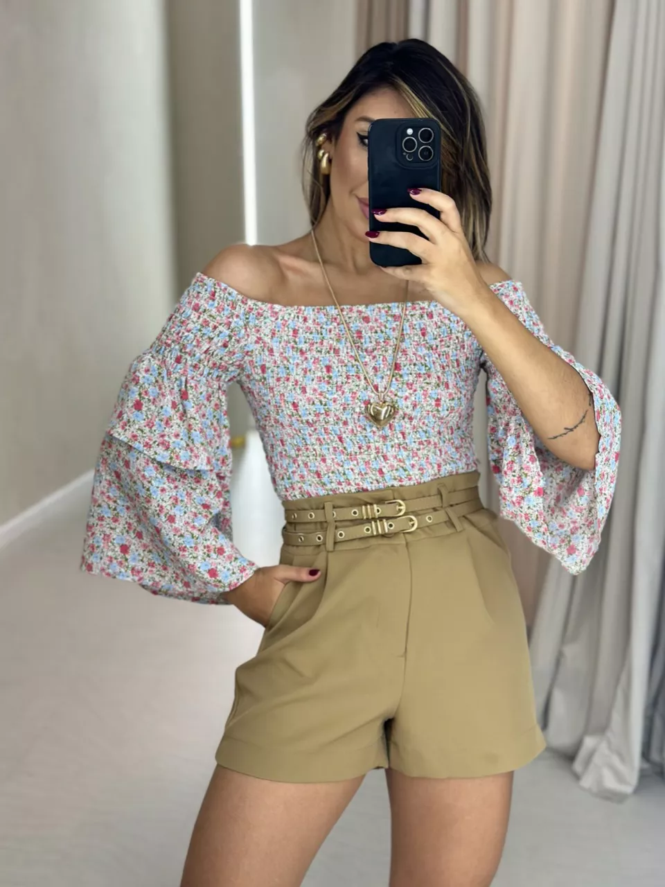 BLUSA LORENA LASTEX AZUL CLARO - 0050470106 - CAROLLA FERRARO