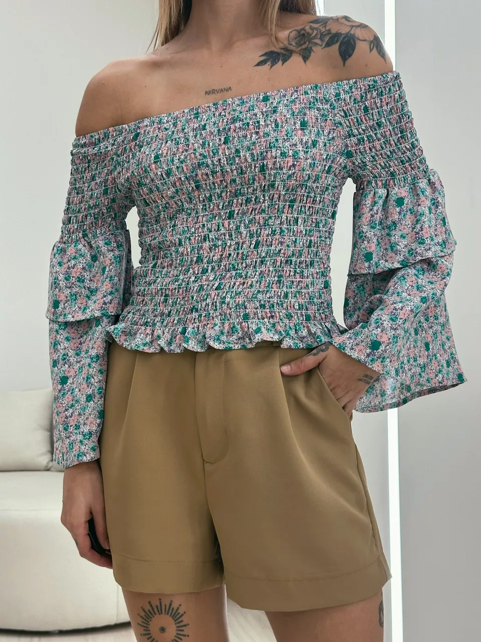 BLUSA LORENA LASTEX AZUL