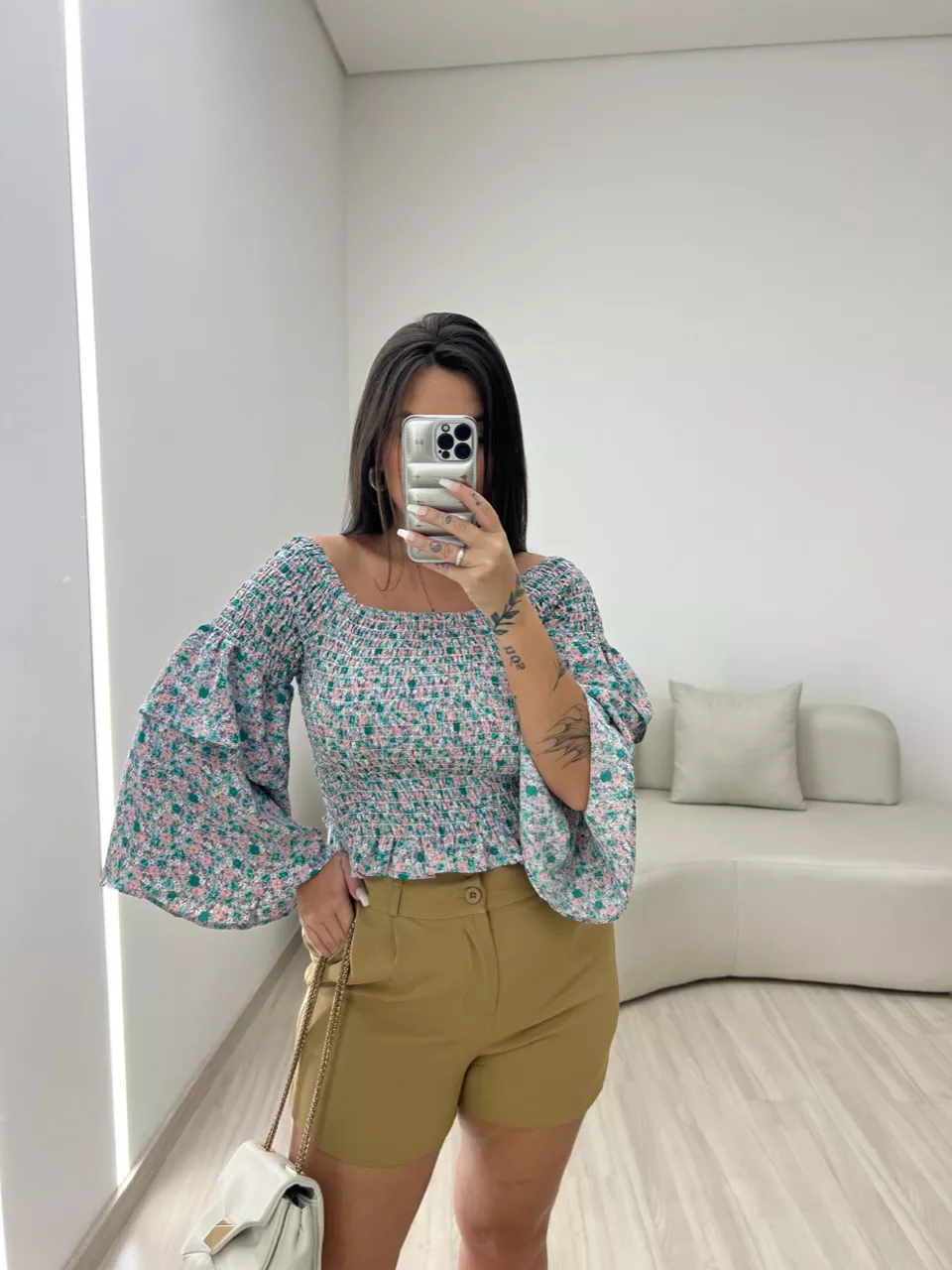 BLUSA LORENA LASTEX AZUL