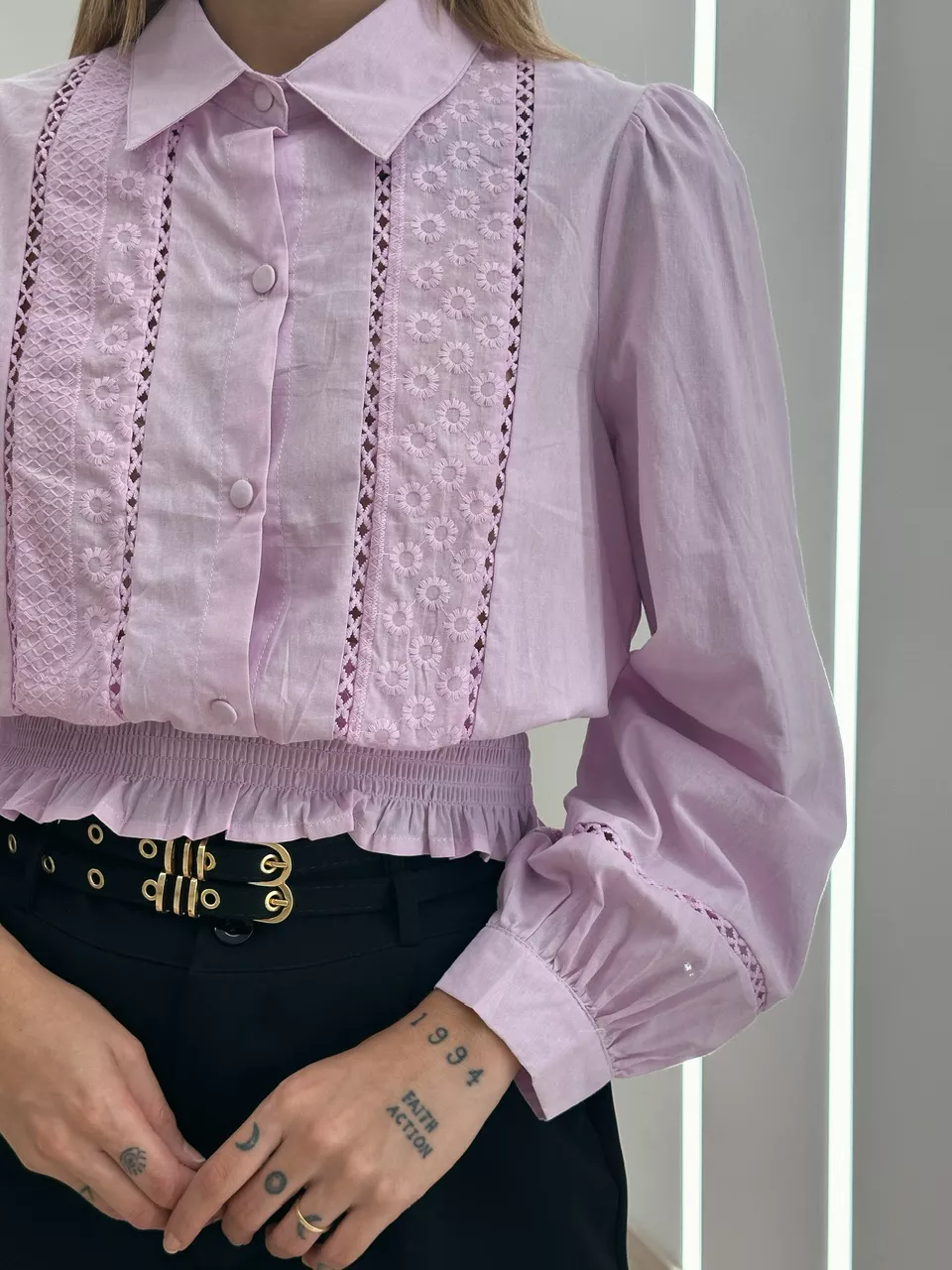 CAMISA BELLA LASTEX LILÁS