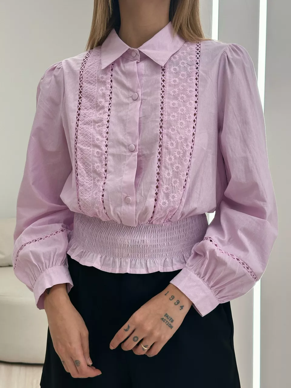 CAMISA BELLA LASTEX LILÁS