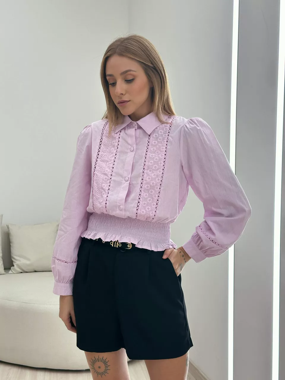 CAMISA BELLA LASTEX LILÁS