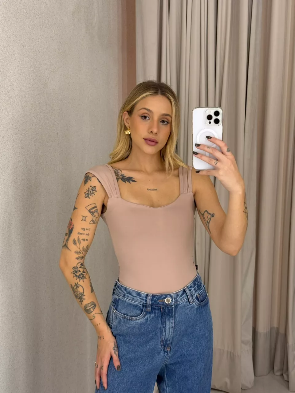 BODY RITA ALÇA GROSSA NUDE - 0062920049 - CAROLLA FERRARO