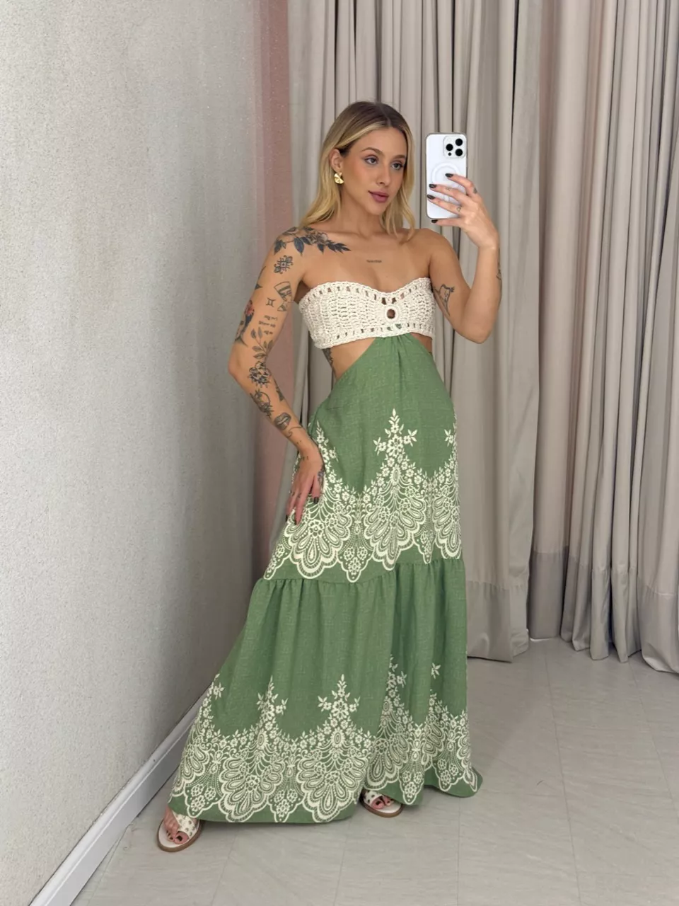 VESTIDO BIANCA TOP CROCHÊ verde