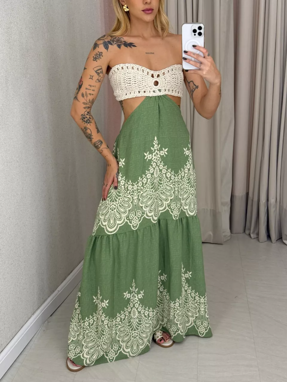 VESTIDO BIANCA TOP CROCHÊ verde