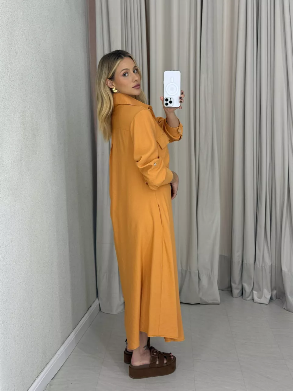 VESTIDO PALOMA MANGA LONGA LARANJA