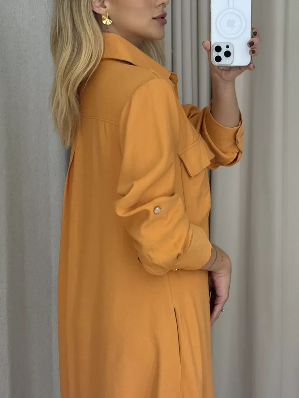 VESTIDO PALOMA MANGA LONGA LARANJA