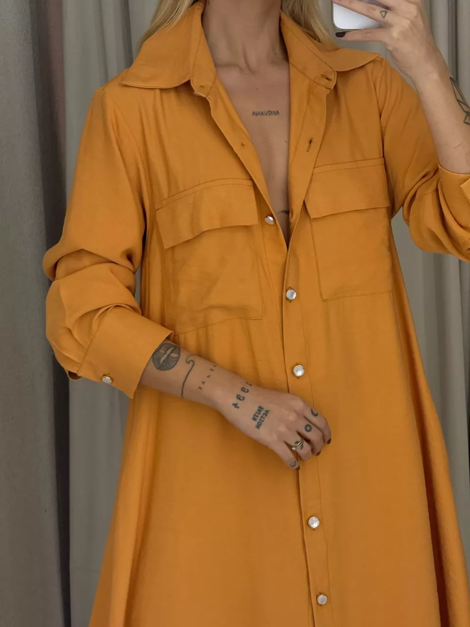 VESTIDO PALOMA MANGA LONGA LARANJA