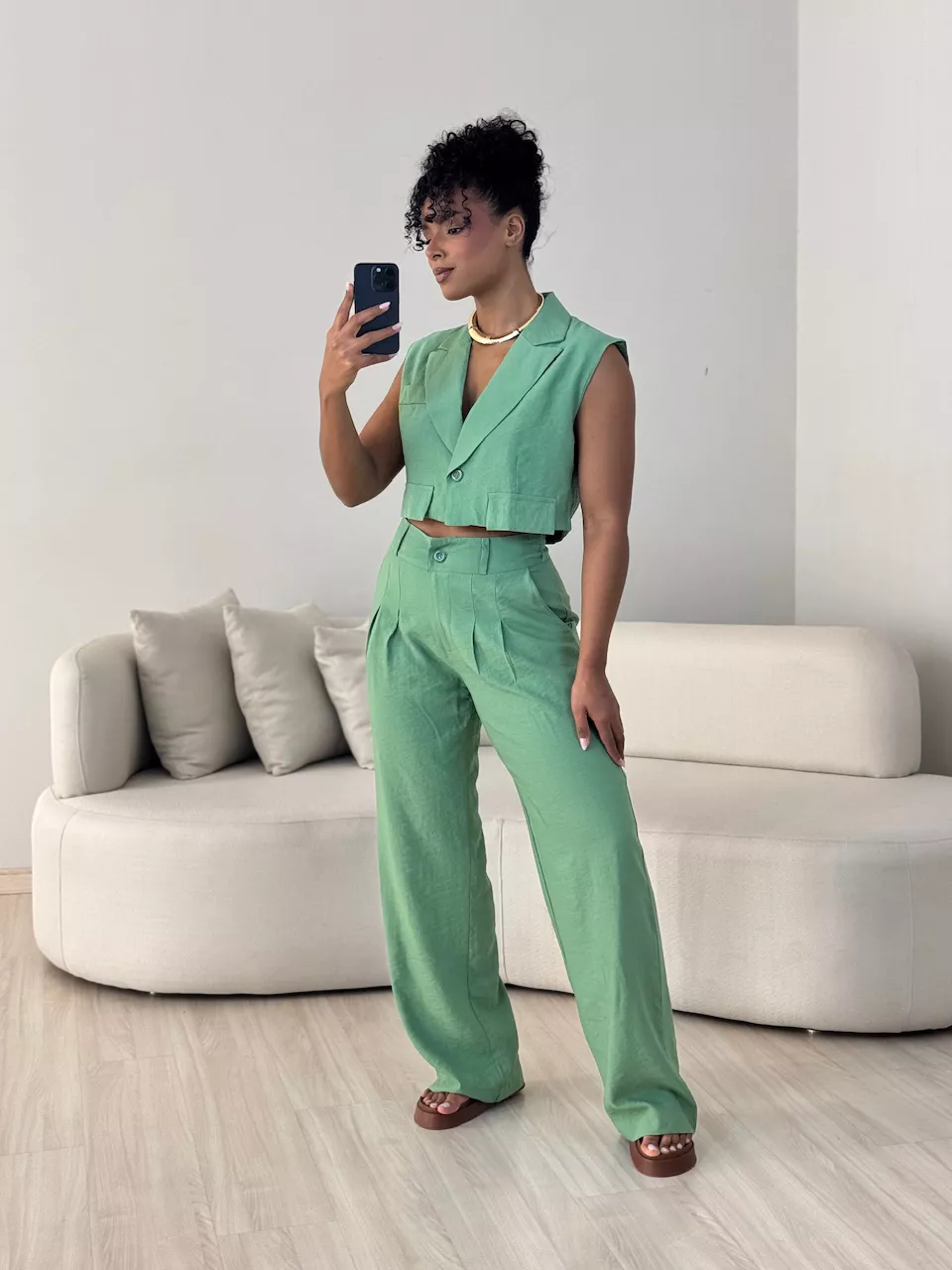 CONJUNTO OLÍVIA CALÇA VERDE - 0063860014 - CAROLLA FERRARO