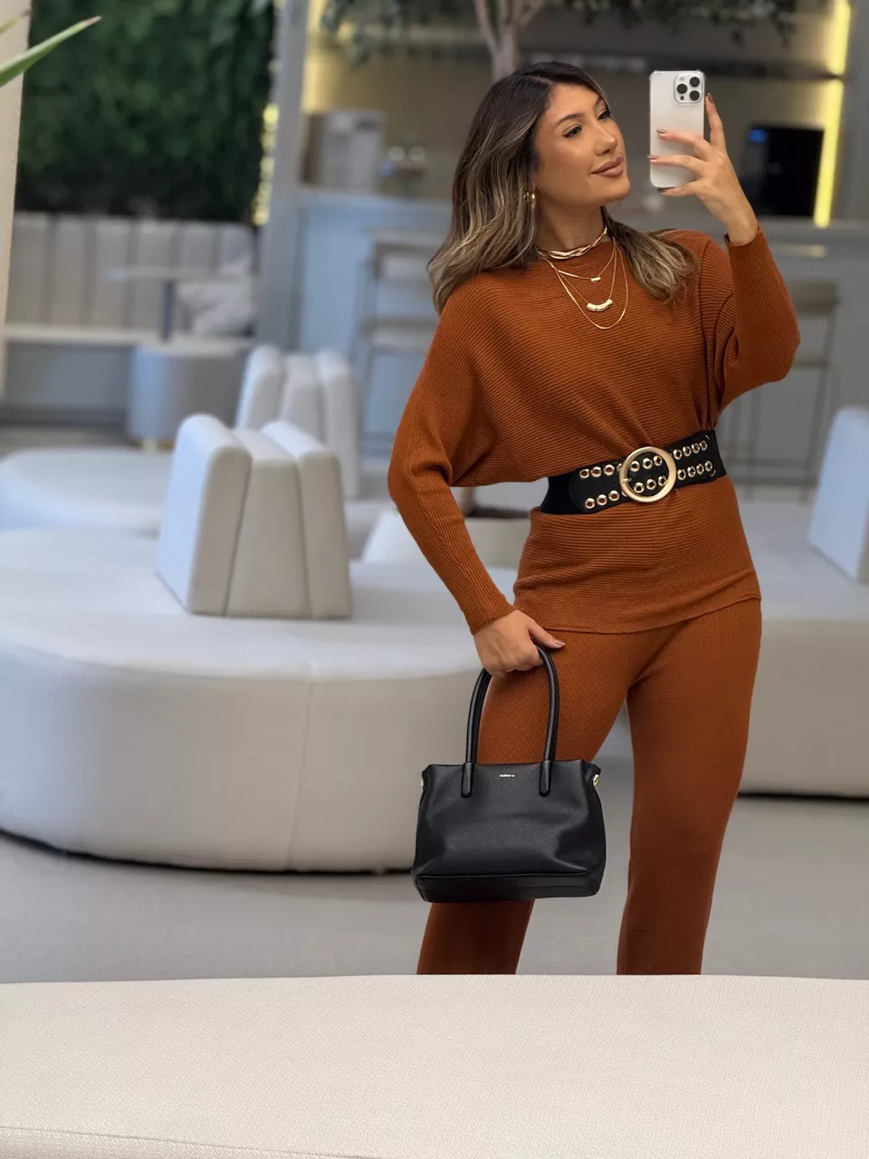 CONJUNTO NAYARA Tricot TELHA - 0063910180 - CAROLLA FERRARO