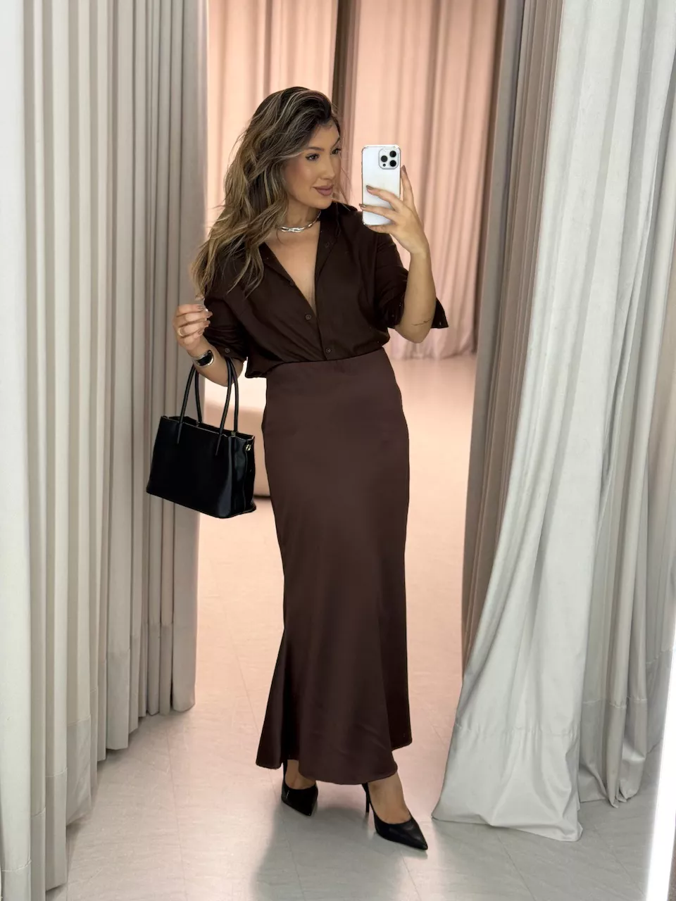 SAIA MARIA HELENA ACETINADA MARROM