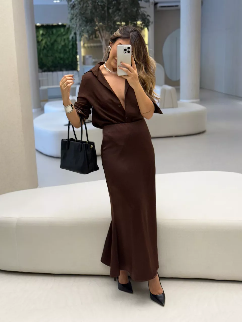 SAIA MARIA HELENA ACETINADA MARROM