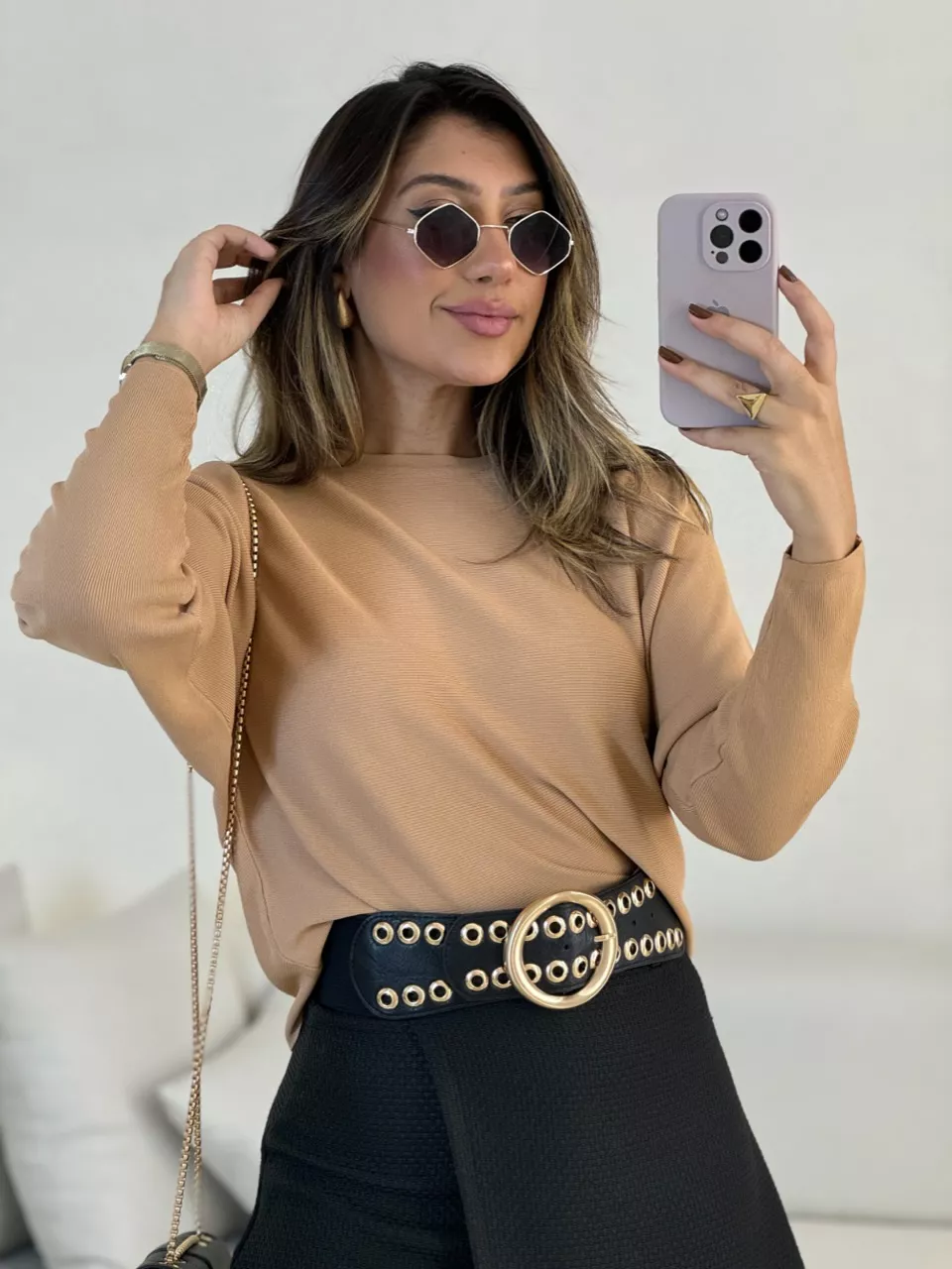 BLUSA CÁTIA MANGA LONGA NUDE
