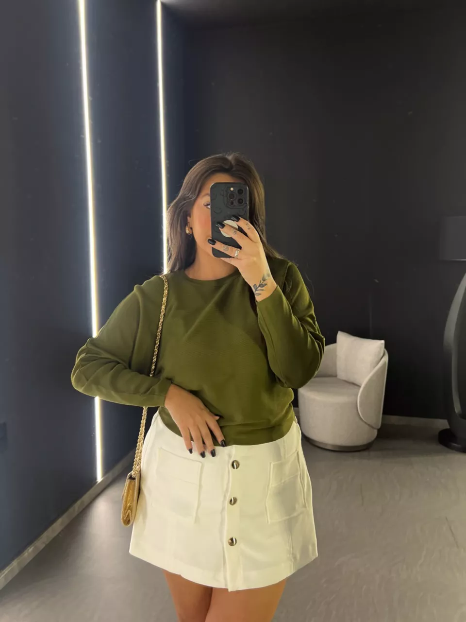 BLUSA CÁTIA MANGA LONGA VERDE OLIVA