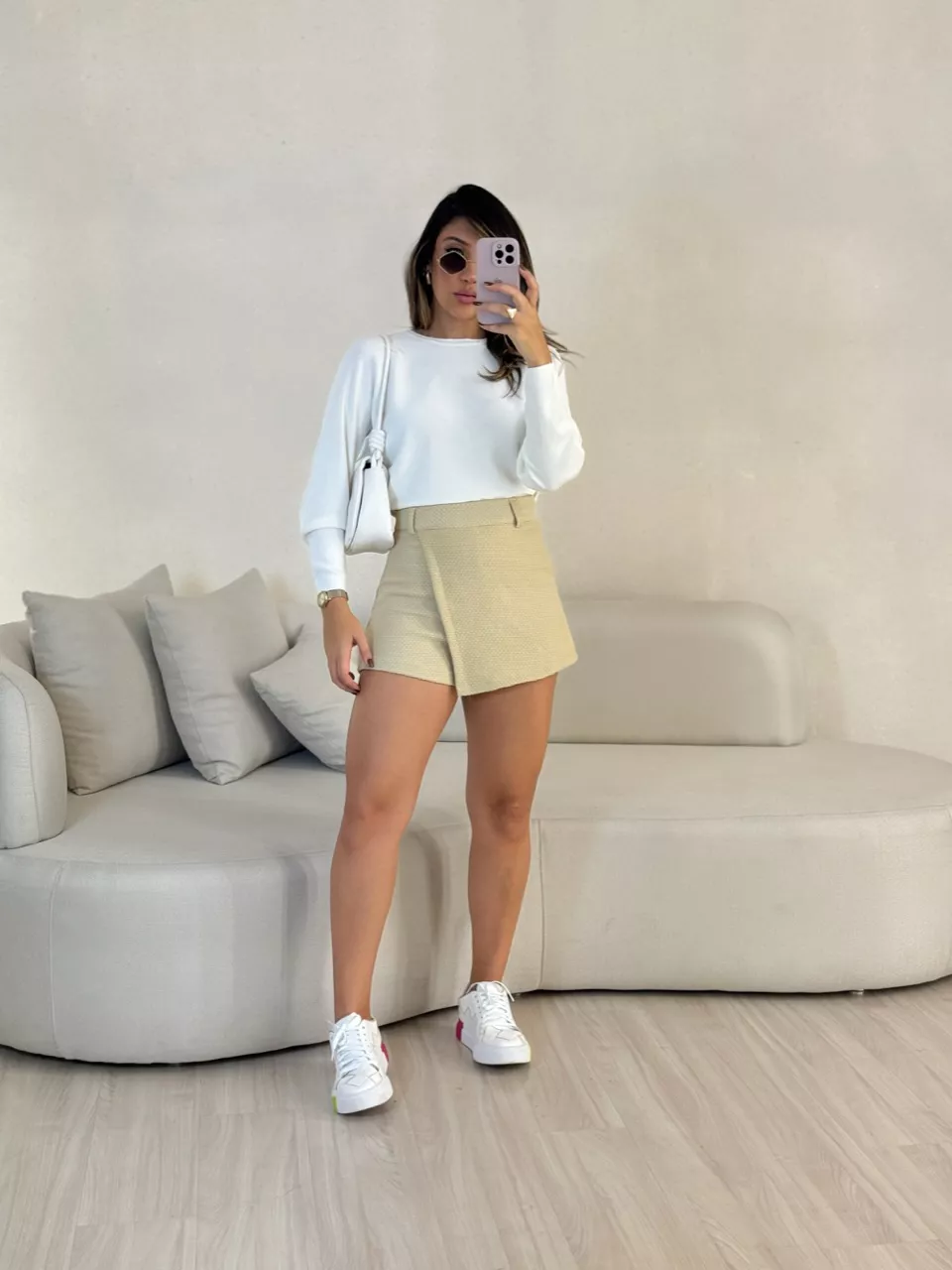 SHORT SAIA ALICE TWEED NUDE - 0053680049 - CAROLLA FERRARO