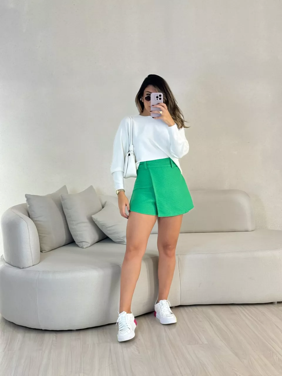 SHORT SAIA ALICE TWEED VERDE - 0053680014 - CAROLLA FERRARO