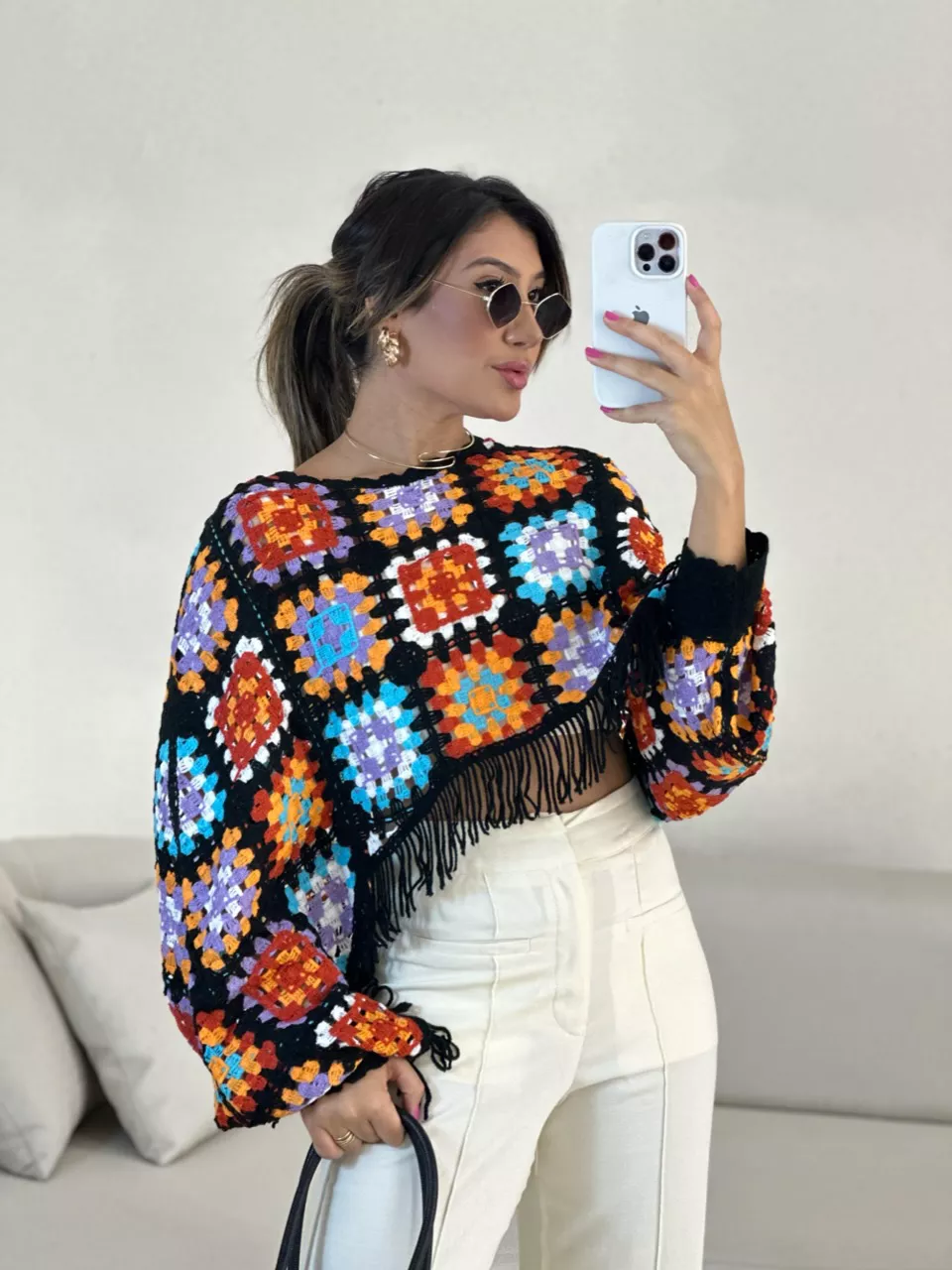 PONCHO CROCHÊ COLORS LILÁS - 0054840066 - CAROLLA FERRARO