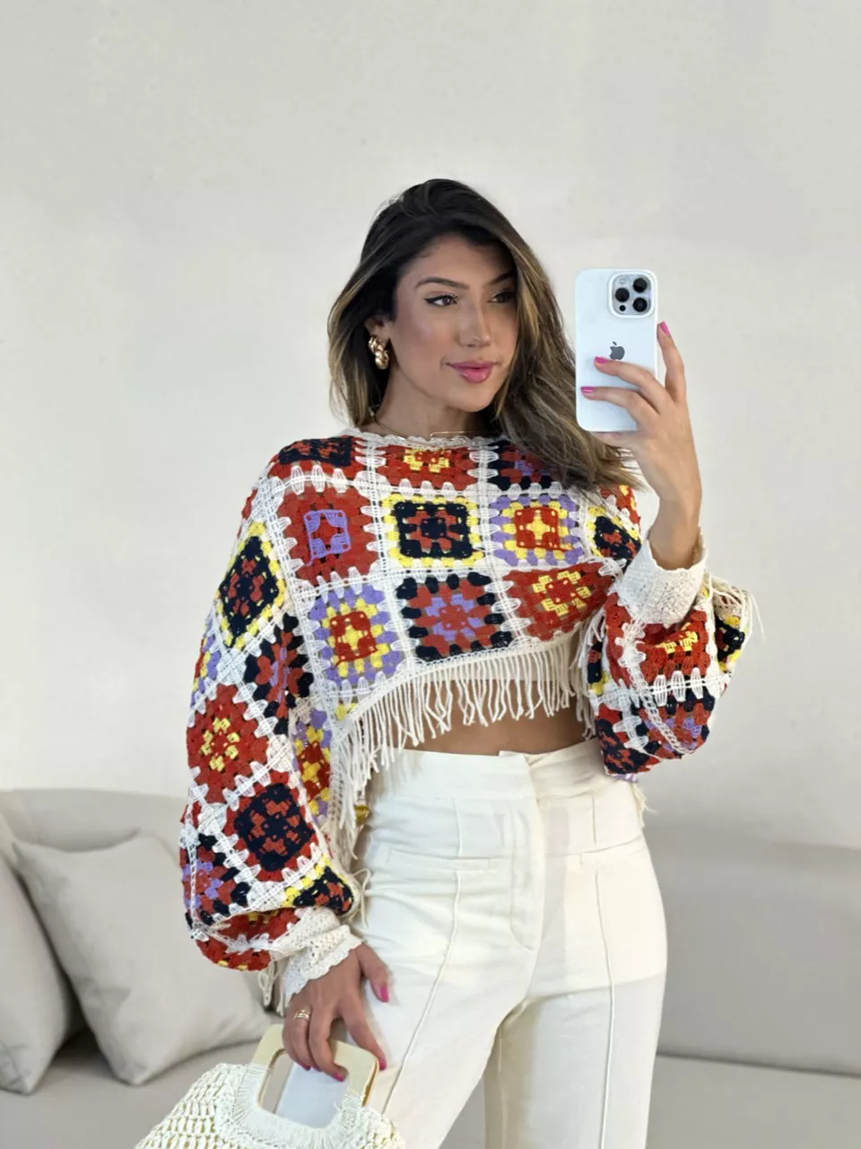 PONCHO CROCHÊ COLORS OFF