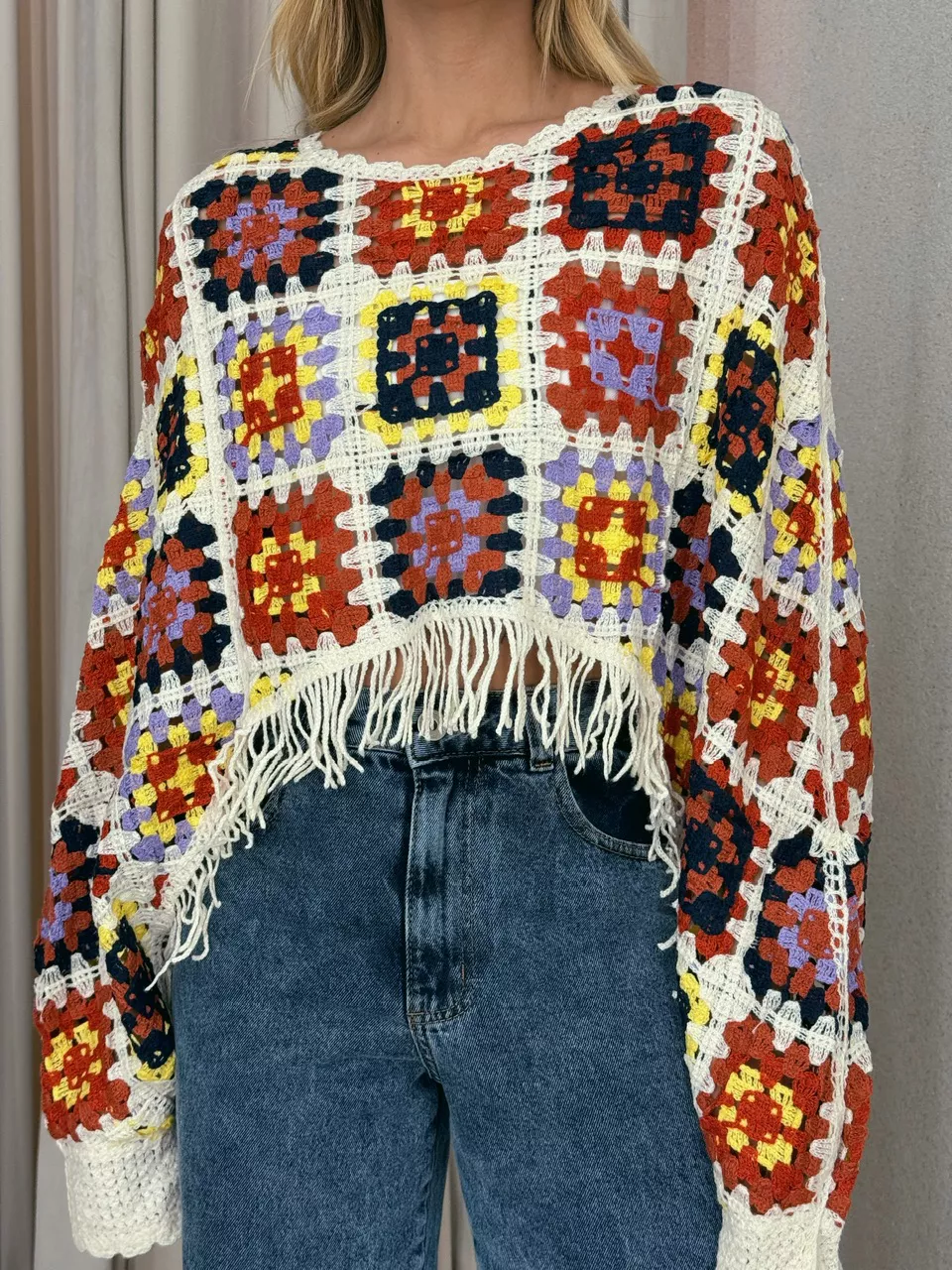 PONCHO CROCHÊ COLORS OFF
