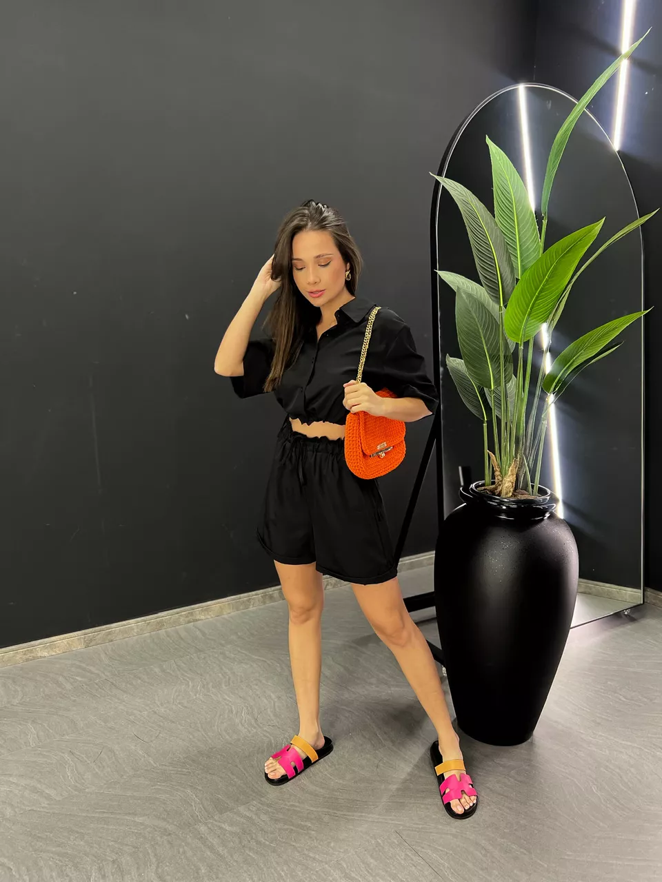 CONJUNTO GRAZI SHORT PRETO - 0046000032 - CAROLLA FERRARO