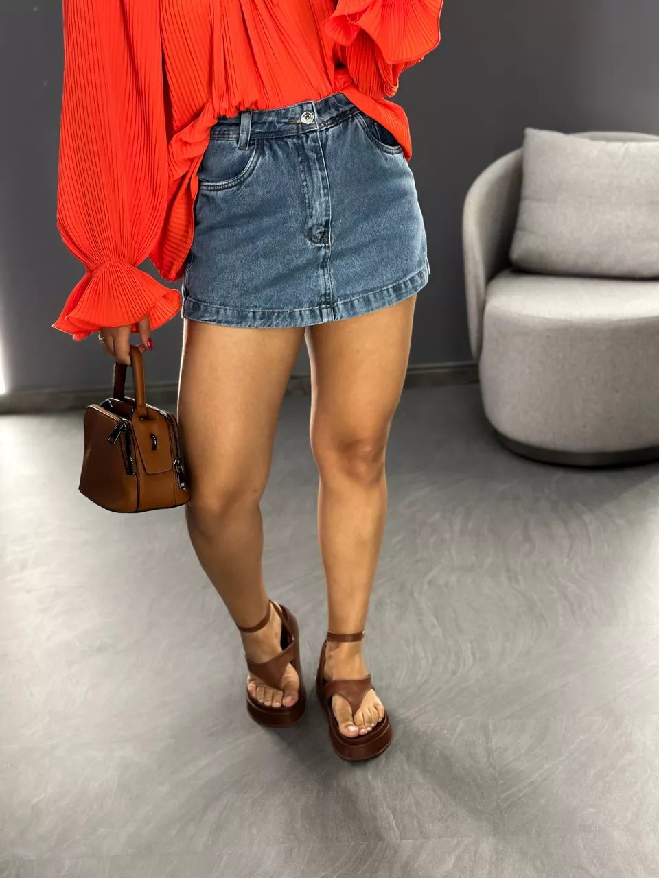 SHORT SAIA JADE JEANS CLARO - 0046010071 - CAROLLA FERRARO
