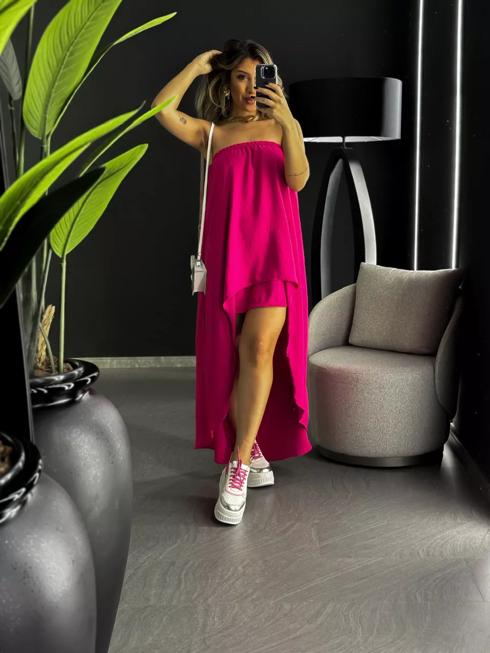 VESTIDO GABI TOMARA QUE CAIA ROSA ESCURO