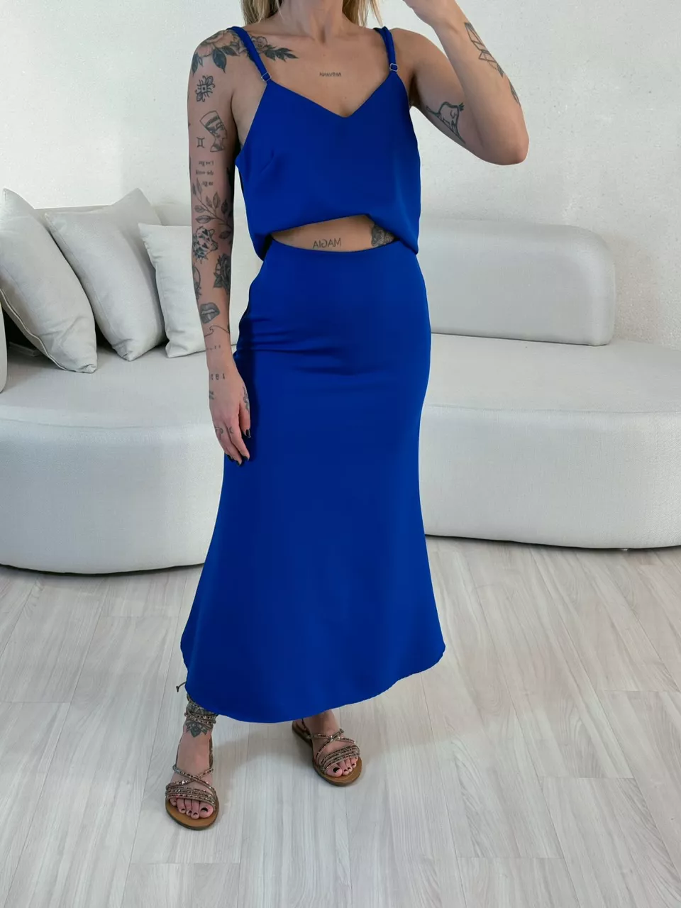 CONJUNTO PRISCILA SAIA MIDI AZUL