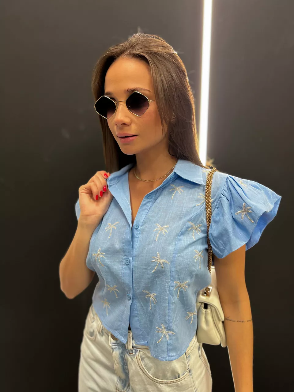 CAMISA NALÚ COQUEIRO AZUL