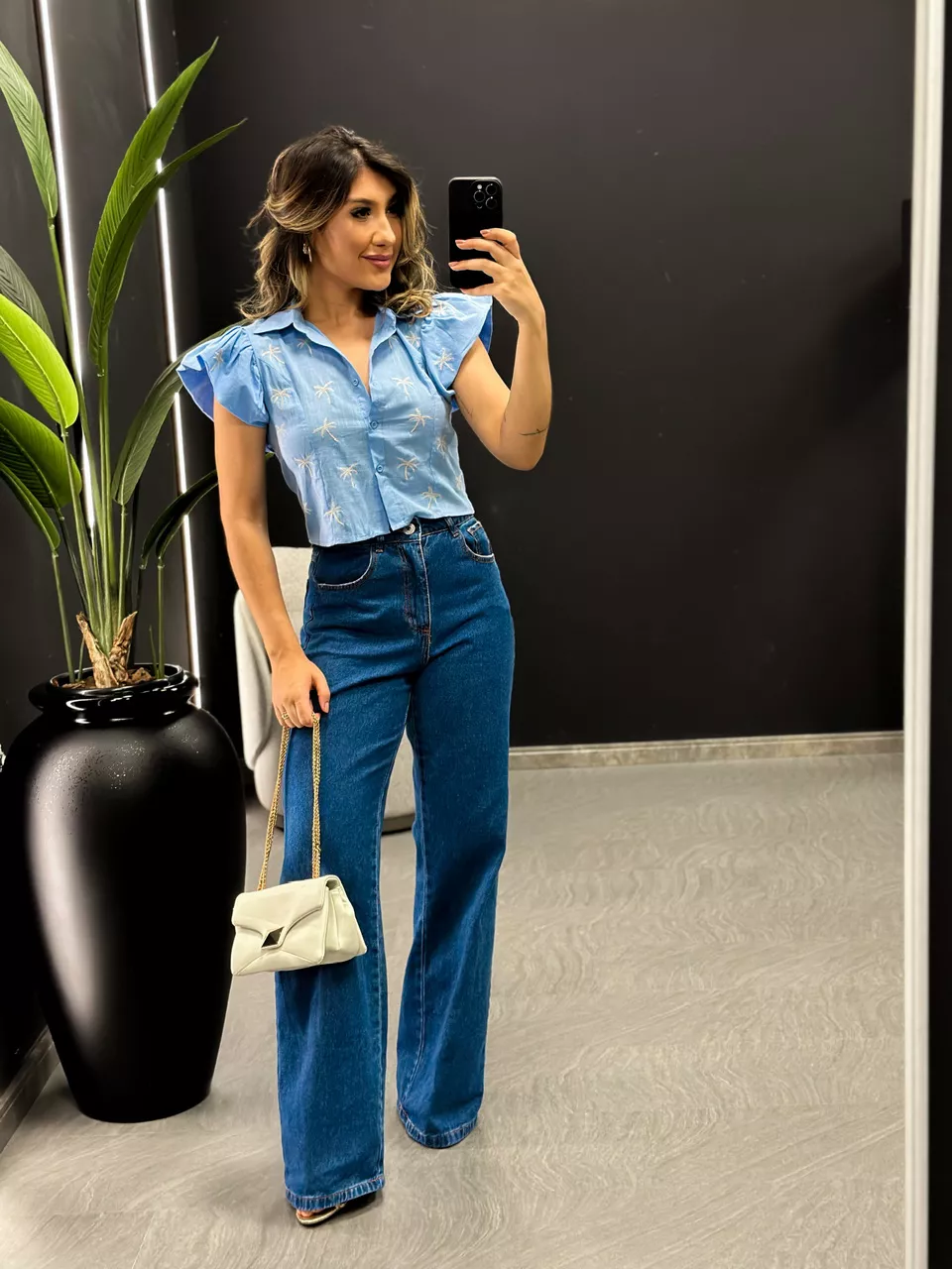 CAMISA NALÚ COQUEIRO AZUL