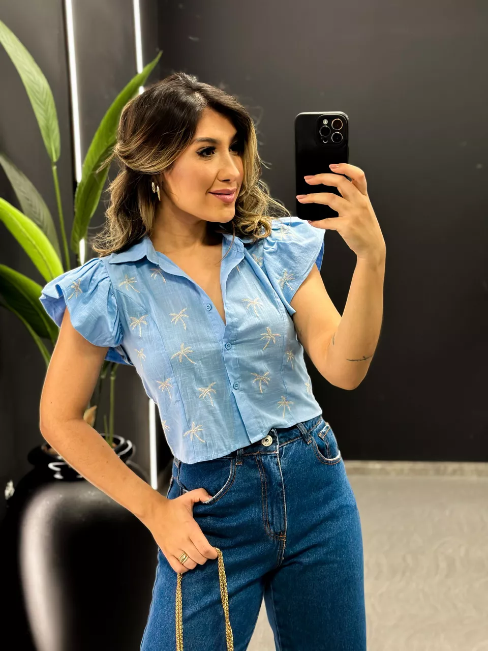 CAMISA NALÚ COQUEIRO AZUL