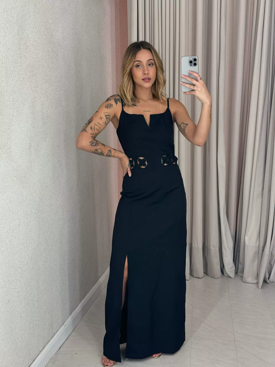 VESTIDO CAMILE ALÇA PRETO - 0056840032 - CAROLLA FERRARO