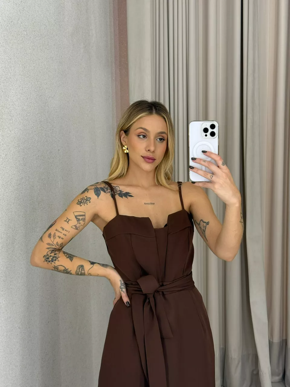 VESTIDO NAYARA ALÇA Marrom