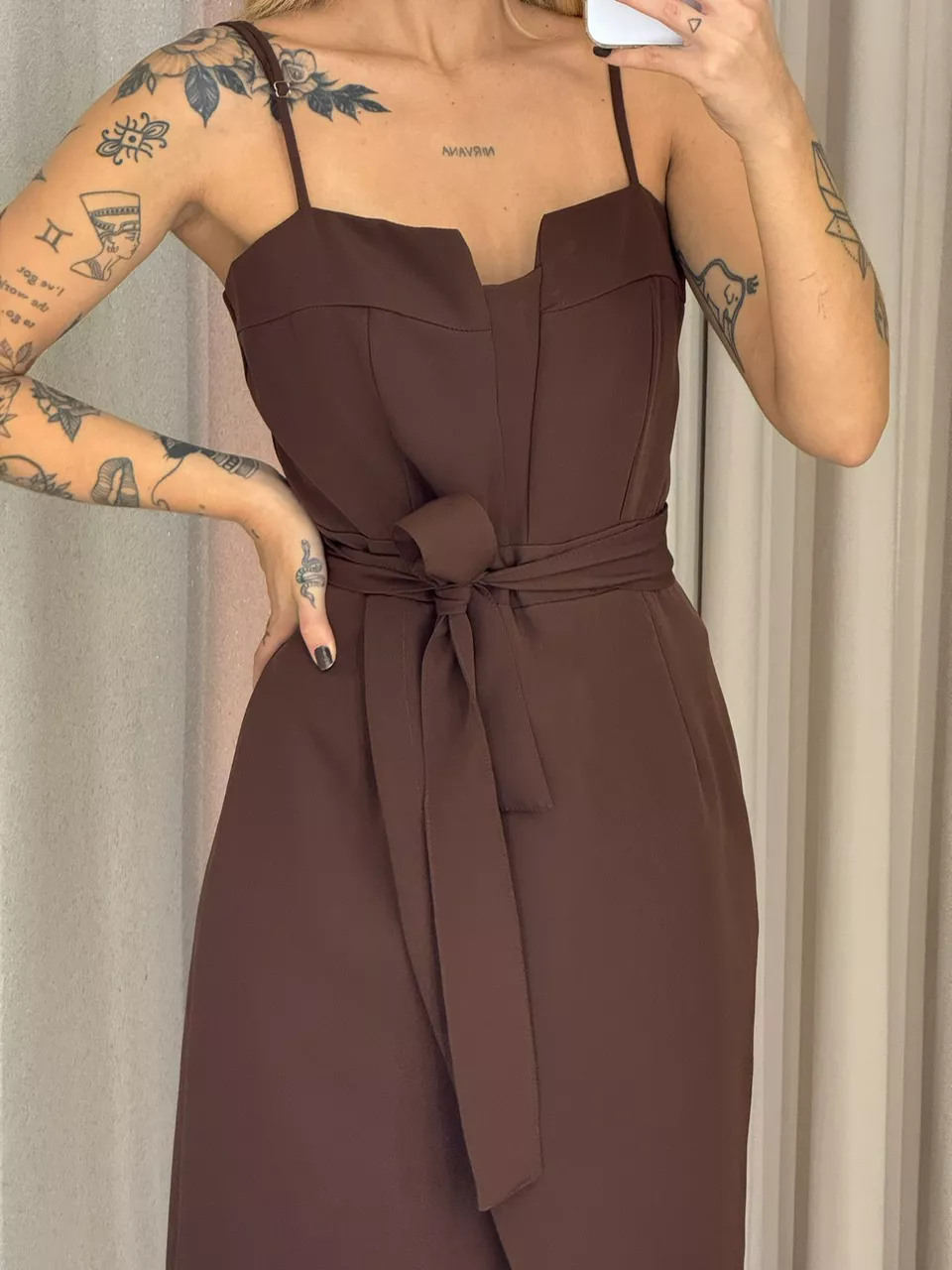 VESTIDO NAYARA ALÇA Marrom