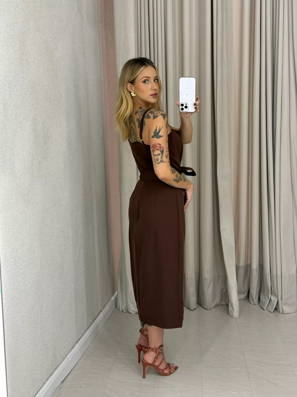 VESTIDO NAYARA ALÇA Marrom