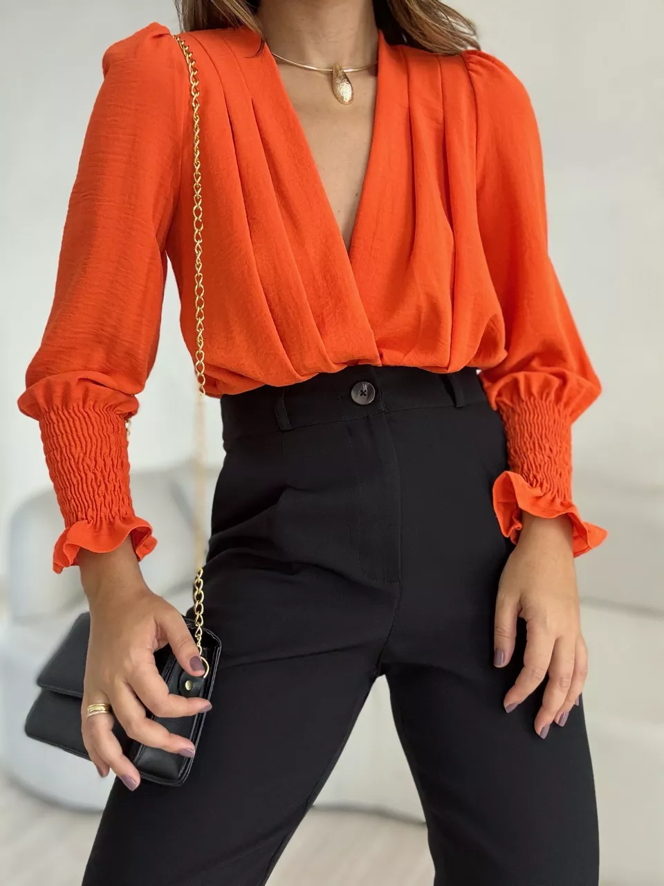 BODY ANGELINA DECOTE LARANJA - 0052760068 - CAROLLA FERRARO