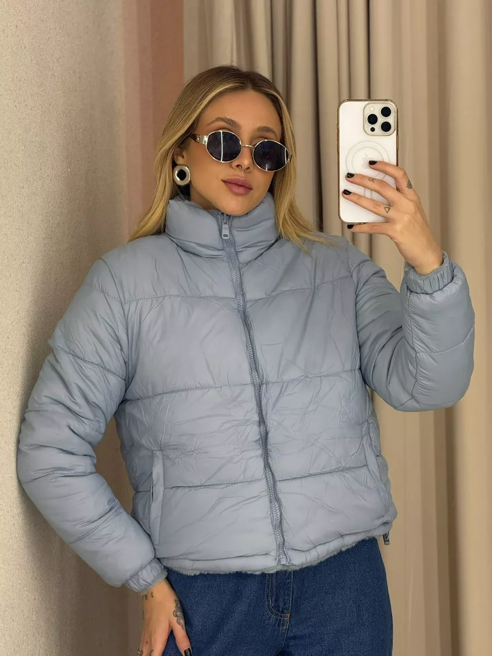 PUFFER ALINE DUPLA FACE AZUL - 0065190109 - CAROLLA FERRARO